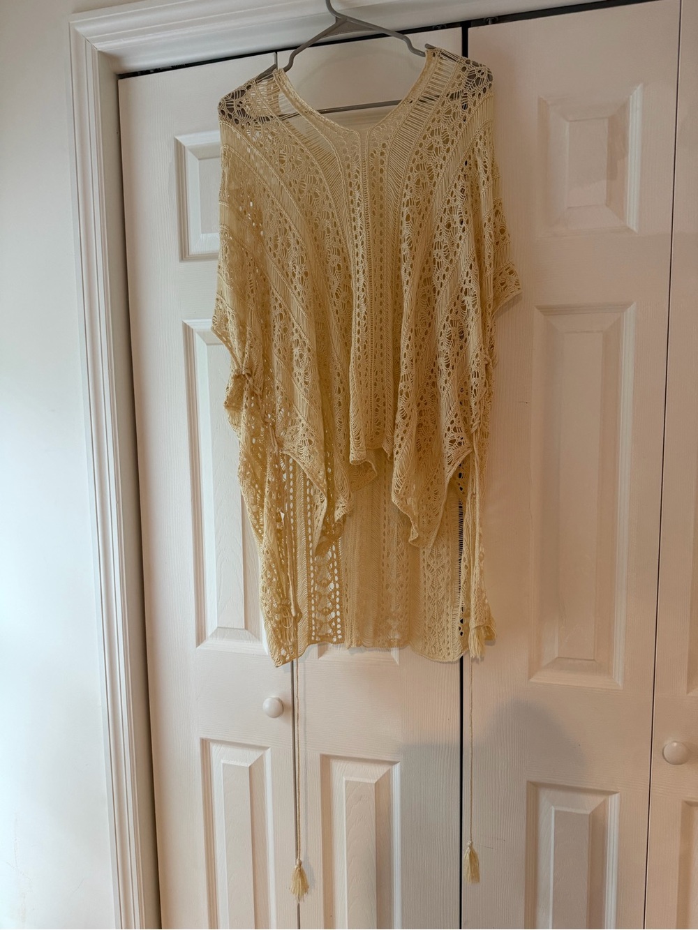 Cream Crochet Swim Coverup Poncho